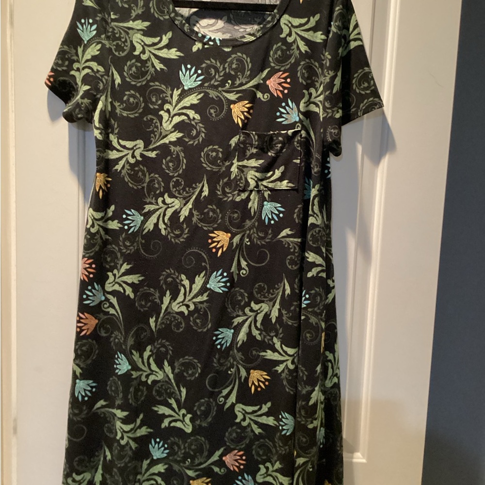 Lularoe Carly Floral Black Dress